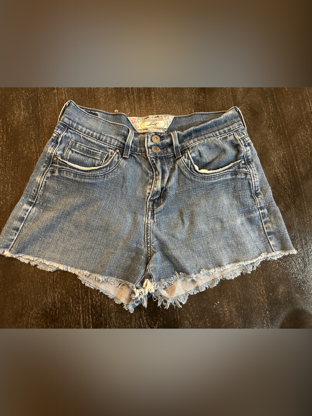 Levi's Vintage Medium Blue Frayed Hem Denim Shorts